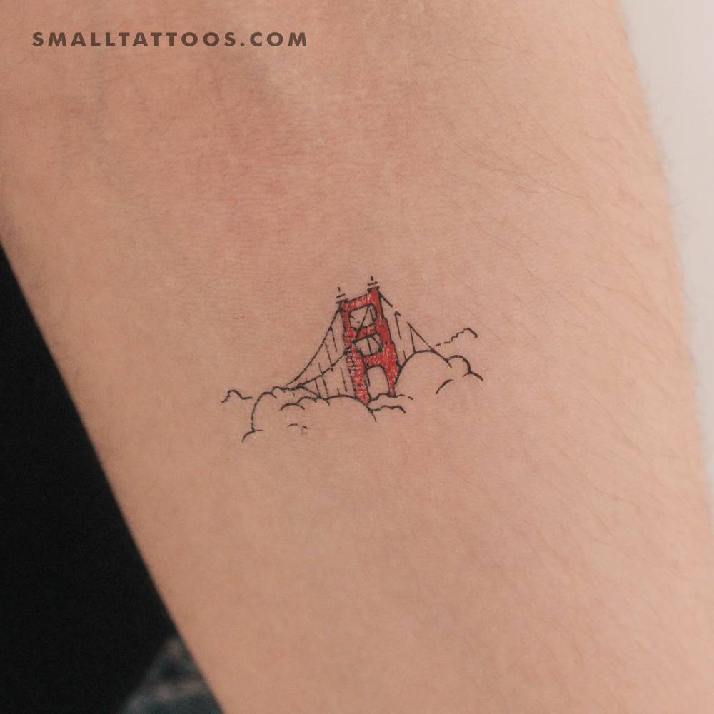 Golden Gate temporary tattoo located on the inner forearm.