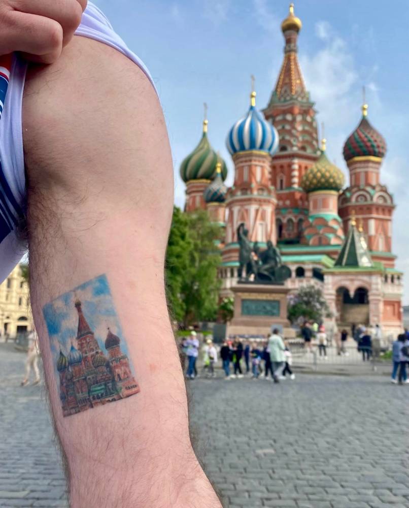 Saint Basil's Cathedral tattoo located on the inner arm (healed).