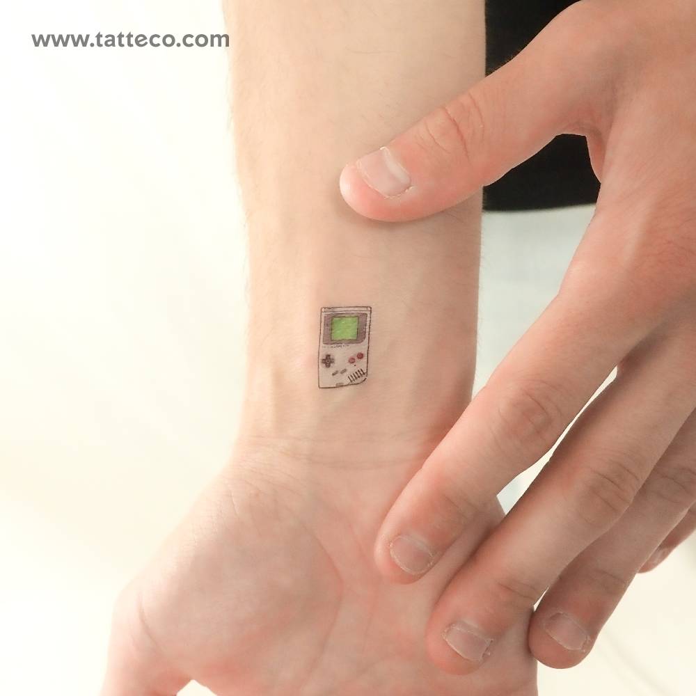 Little Game Boy temporary tattoo located on the wrist.