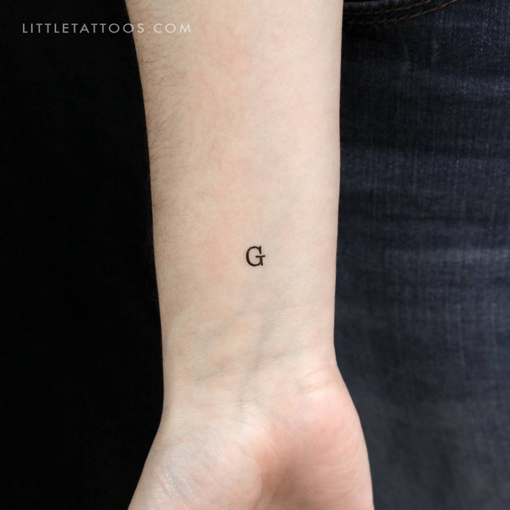 "G" uppercase typewriter letter temporary tattoo.