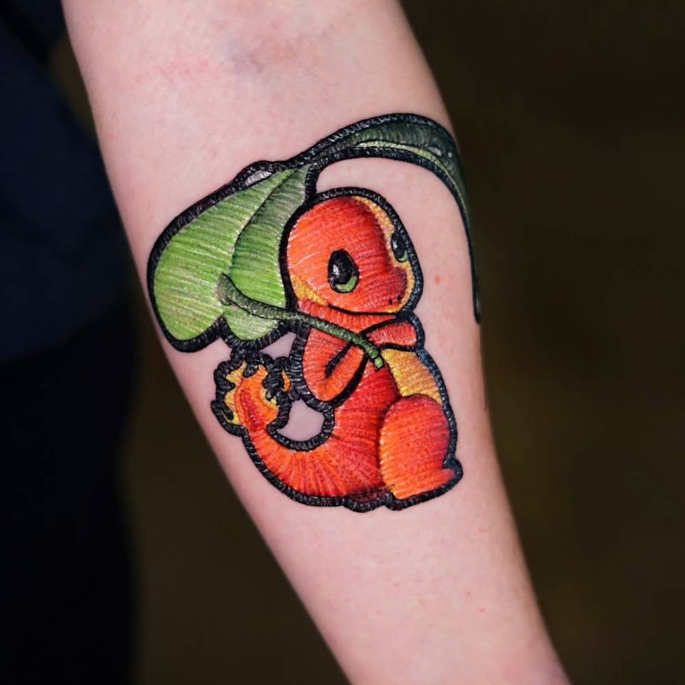Charmander patch tattoo in embroidery style located on the inner forearm.
She is currently booking for summer in Los Angeles! If you are interested in holding a session with Ksu, please follow the steps on her page for more information ????
#inkgarden #