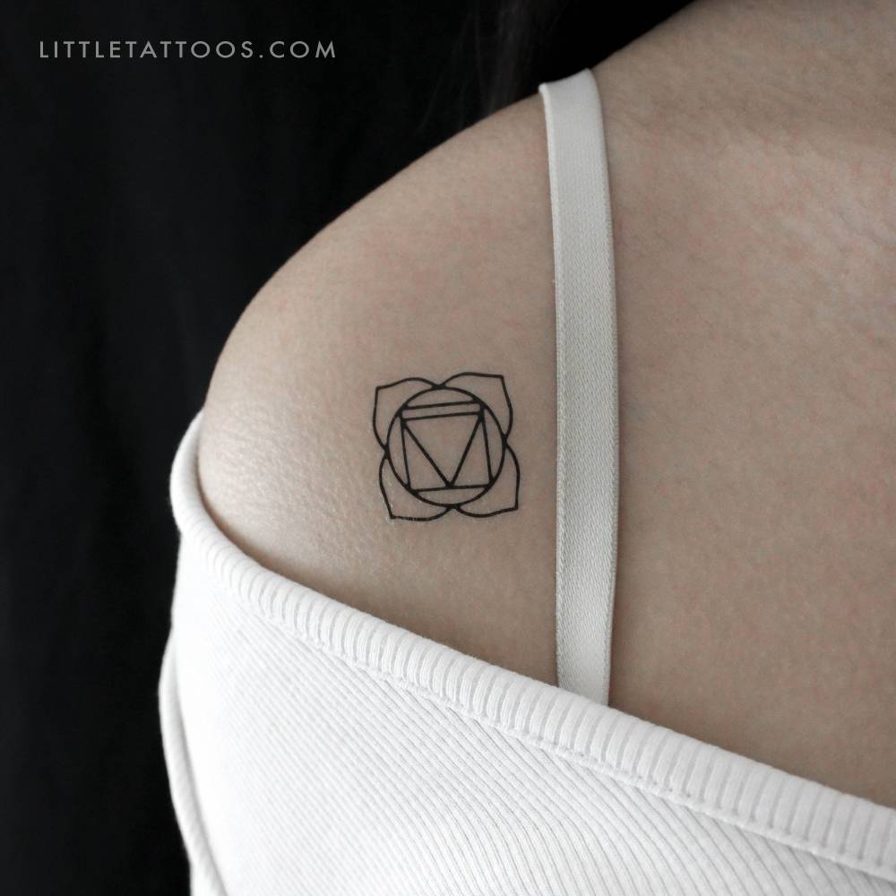 Muladhara chakra temporary tattoo located on the wrist.