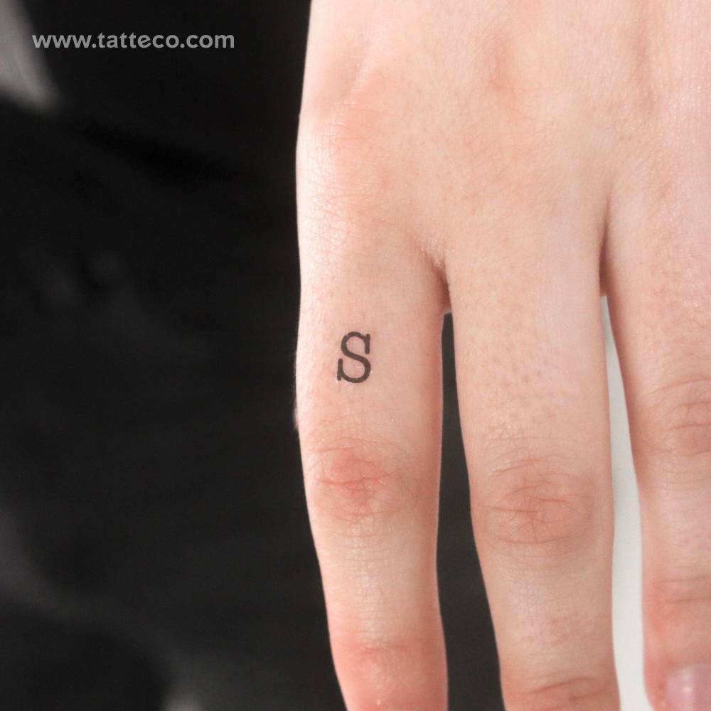"S" uppercase typewriter letter temporary tattoo.