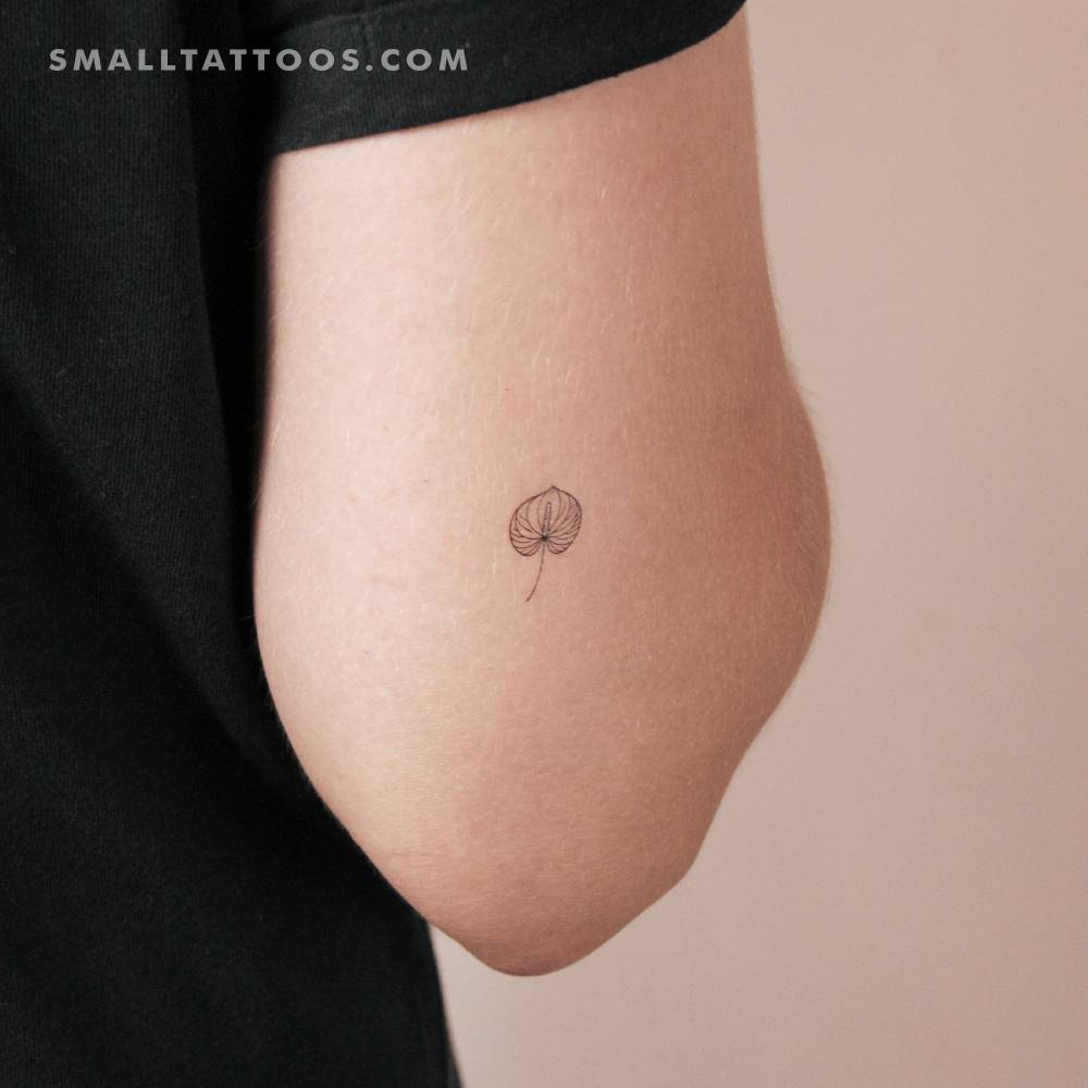 Little anthurium temporary tattoo in fine line style.