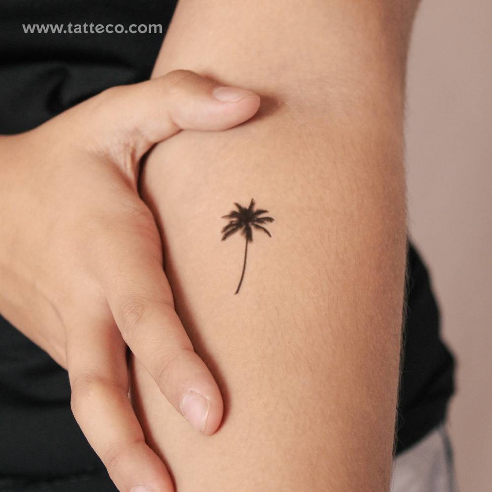 Small coconut tree semi-permanent tattoo.