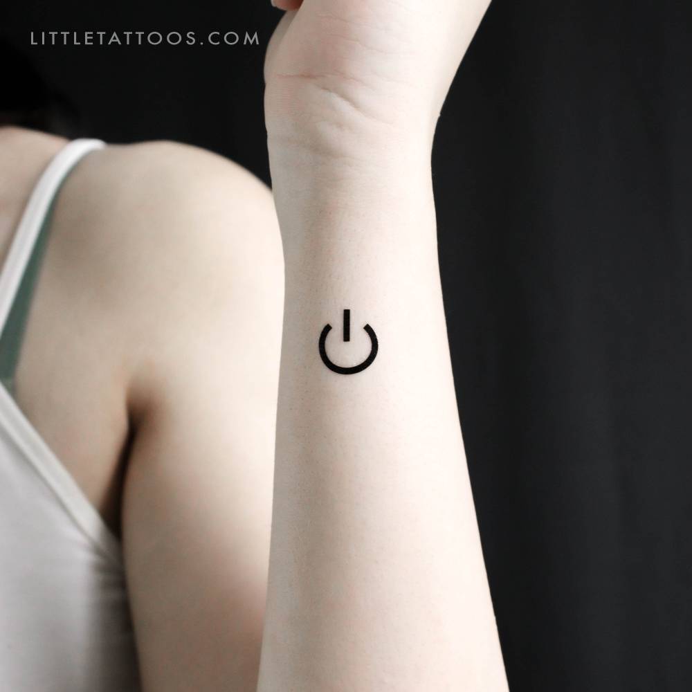 Minimalist power symbol temporary tattoo.