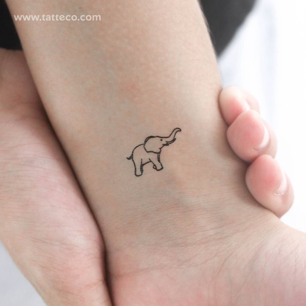 Elephant with upward-pointing trunk temporary tattoo,
