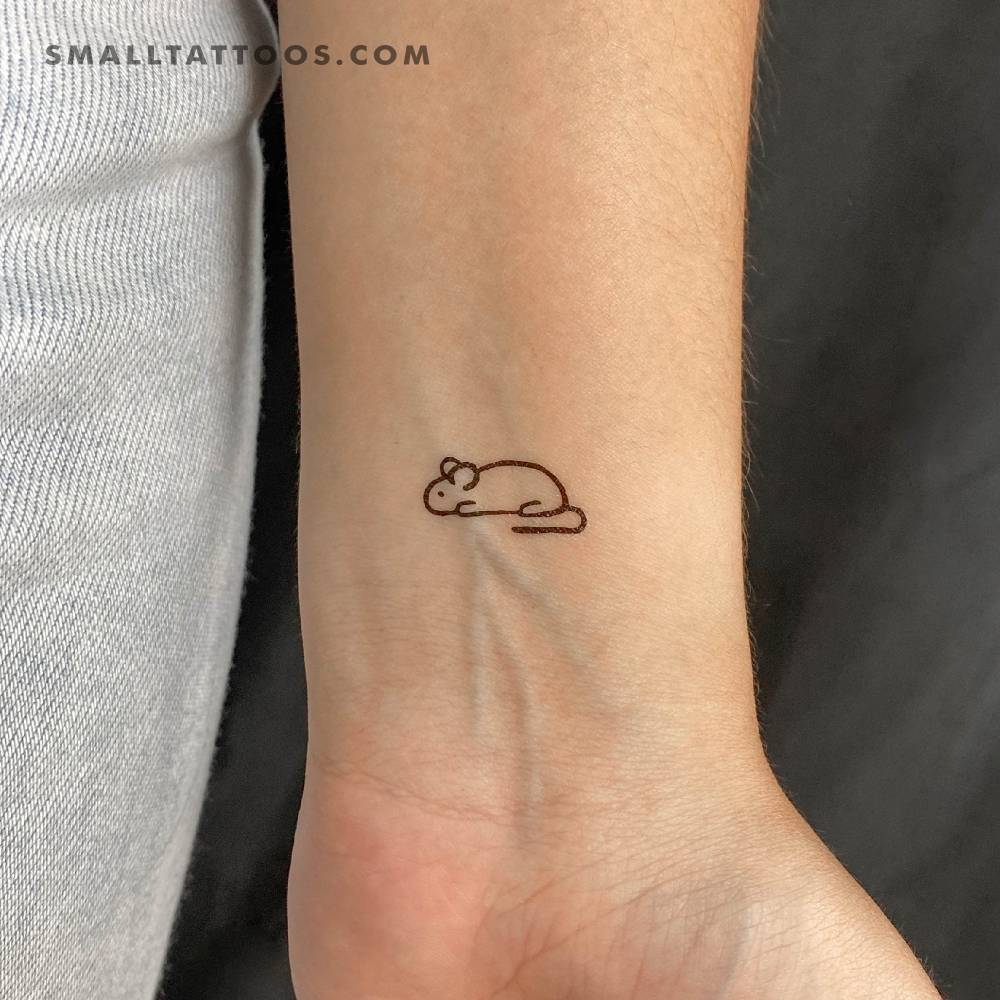 Mouse temporary tattoo in minimalist style.