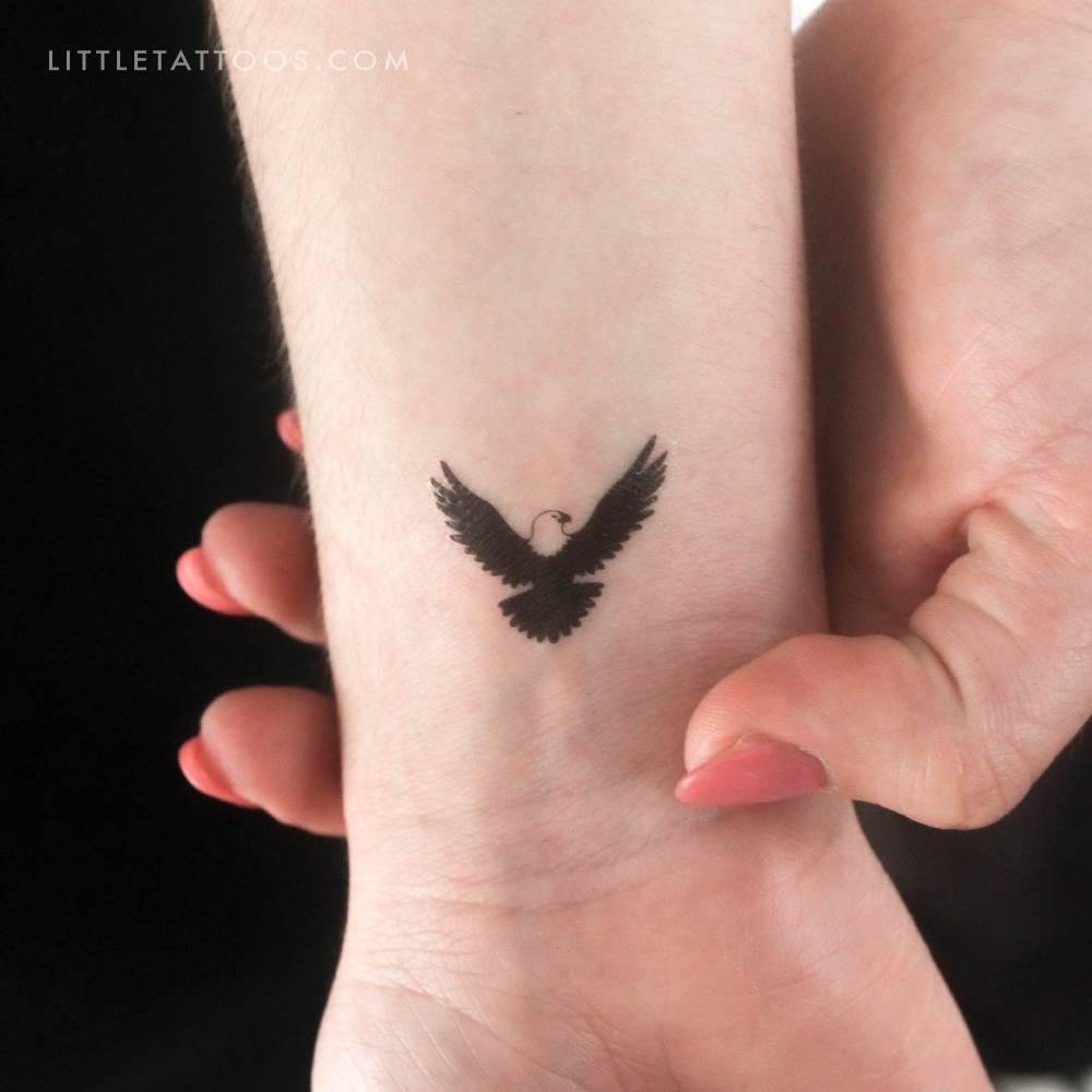 American bald eagle temporary tattoo located on the wrist.