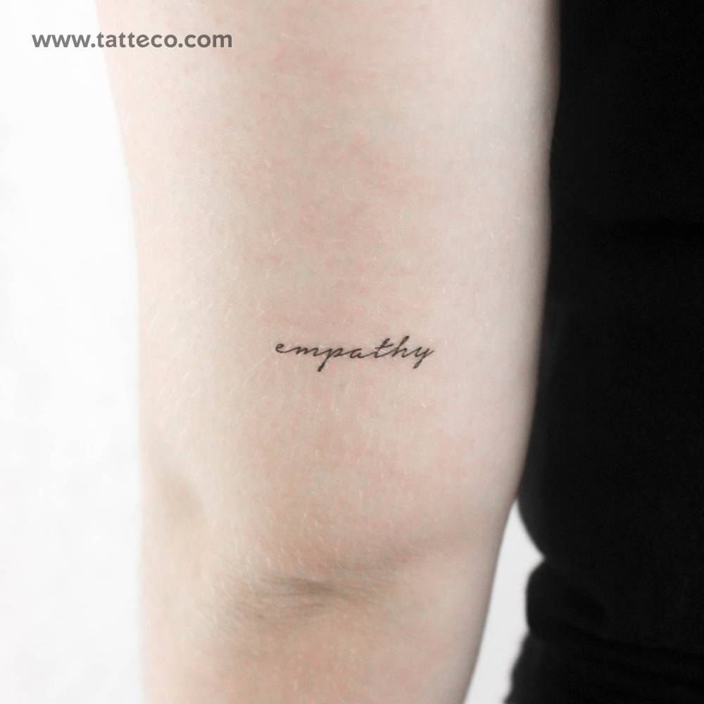 Handwritten font word "empathy" temporary tattoo.