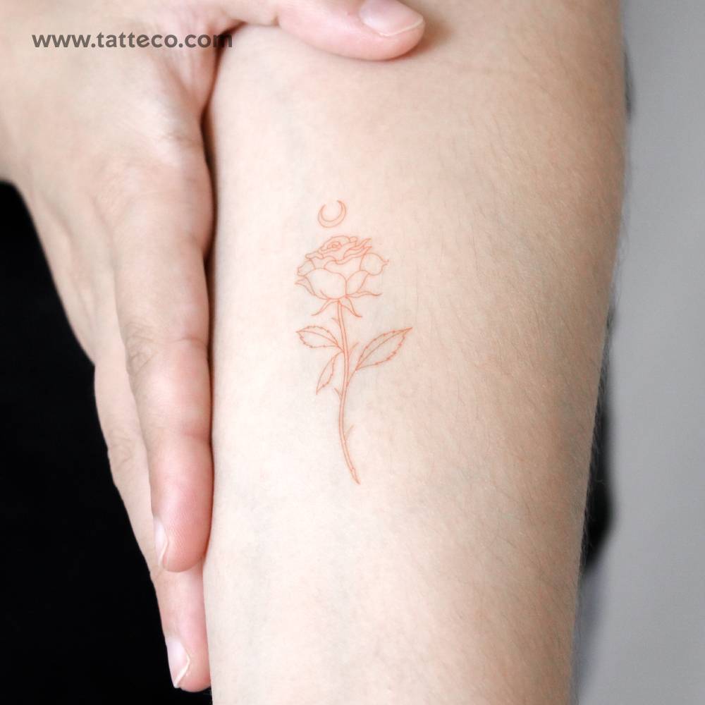 Moon rose [Red] by Jakenowicz temporary tattoo.
