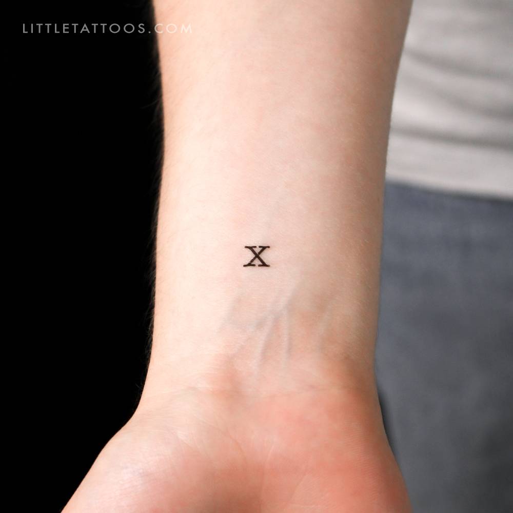 X uppercase typewriter letter temporary tattoo.