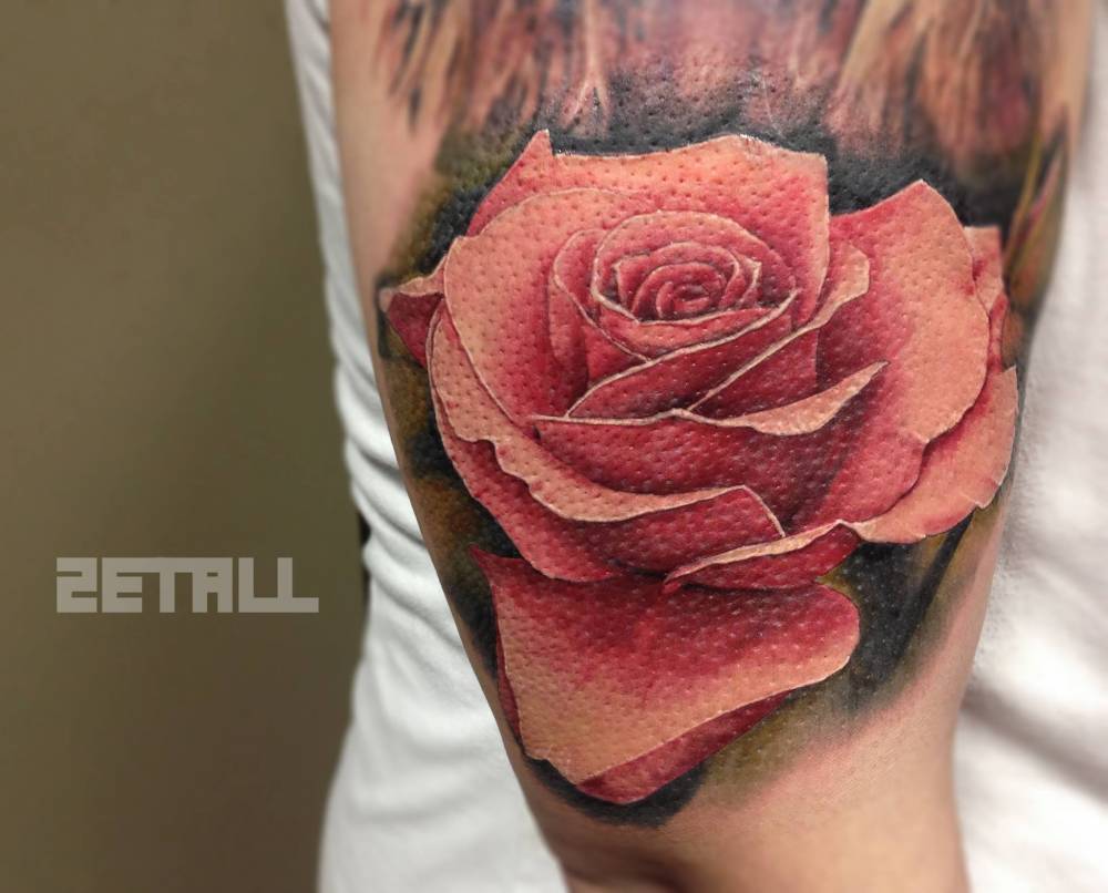 Realistic Pink Rose Tattoo  TATTOOGOTO